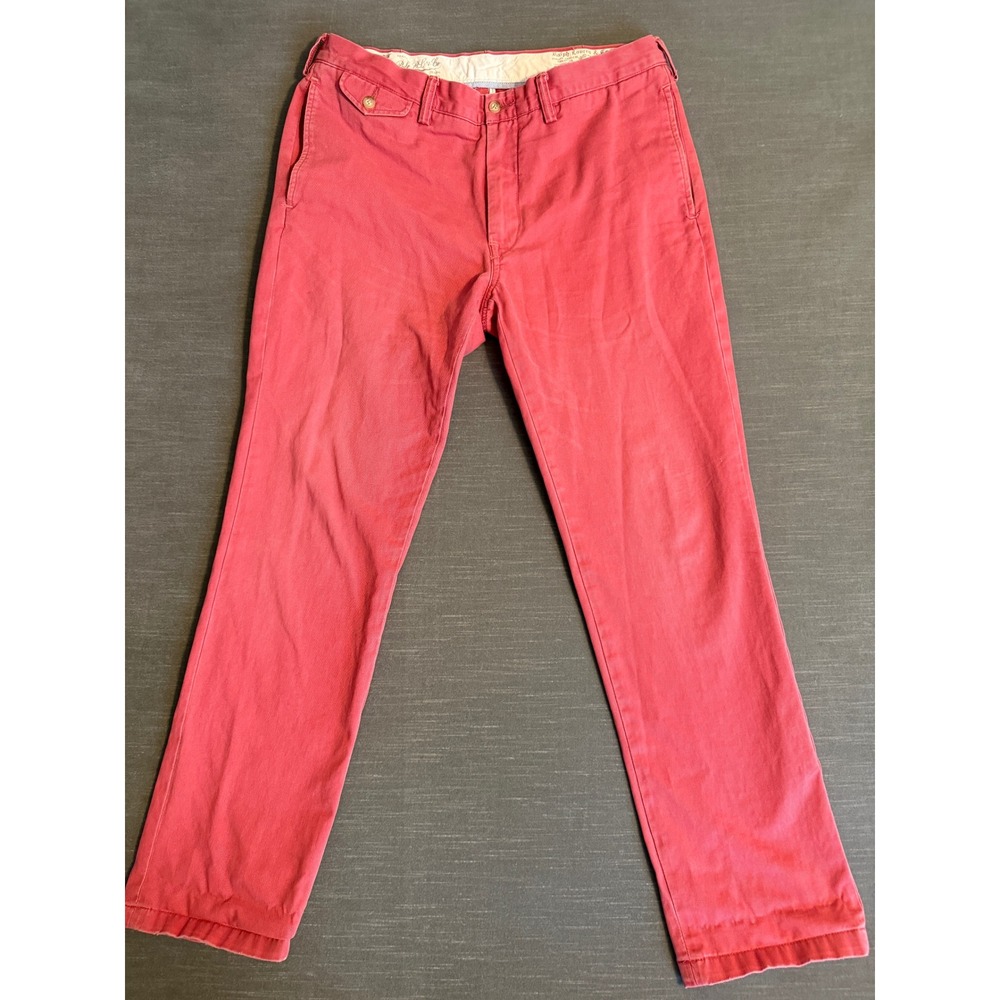 Polo Ralph Lauren Pants Mens Coral Pink 35x32 Chino Slim Gi Fit Straight Leg - Picture 2 of 16